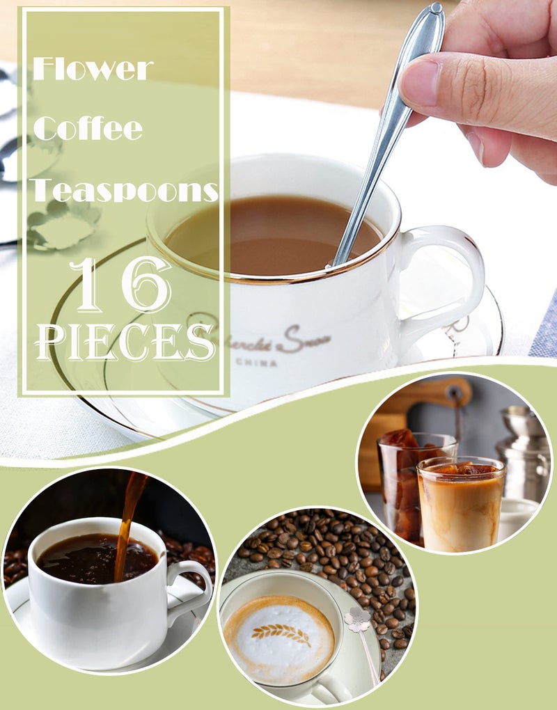 ESRISE 16 Pcs Teaspoon Tea Spoons, ESRISE Stainless Steel Cute Coffee Spoon for Tea Party Decorations (Silver) - Image 4